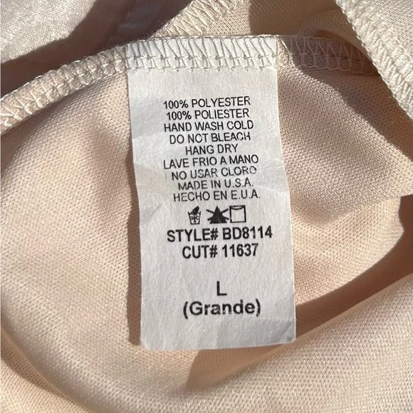 NWOT-Sz-L-blue blush brand off shoulder dress with ties at sleeves - Picture 5 of 7